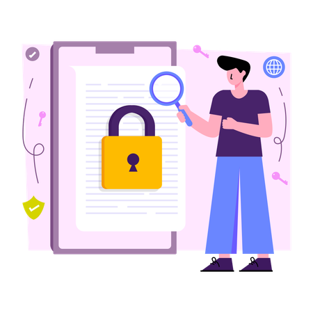 Buscar seguridad en documentos  Ilustración