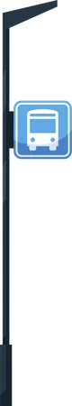Bushaltestellenschild Auf Halbflacher RGB Farbvektorillustration Verkehrsschilder Autobusstation Stahl Eisen Bushaltestellenwegweiser Isoliertes Cartoon Objekt Auf Weissem Hintergrund Illustration