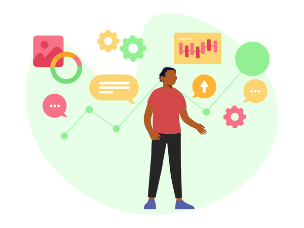 Busienssman Visualizing Data  Illustration