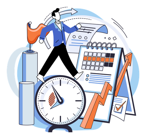 Busienssman working on self discipline  Illustration
