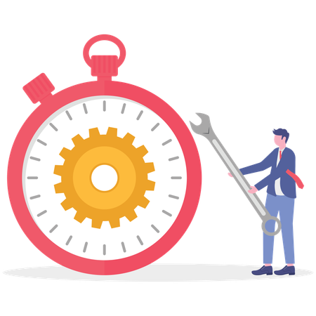 Busienssman working on time management  Illustration
