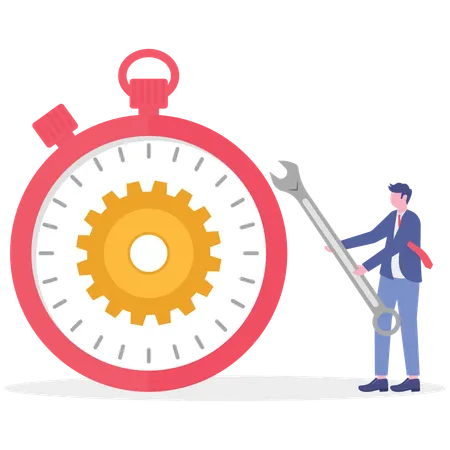 Busienssman working on time management  Illustration