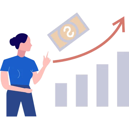 Busiensswoman looking at business bar graph  Illustration