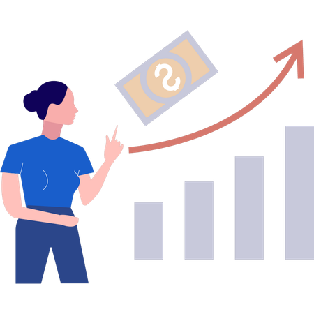 Busiensswoman looking at business bar graph  Illustration