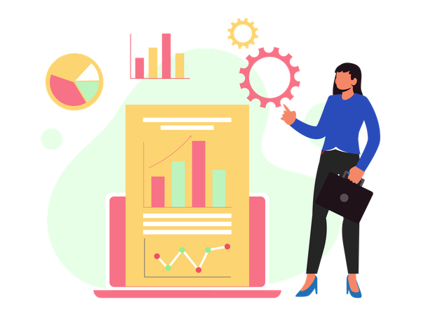 Busiensswoman Visualizing Data  Illustration