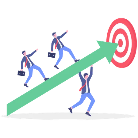 Busiess leader leading people to achieve company goals  Illustration