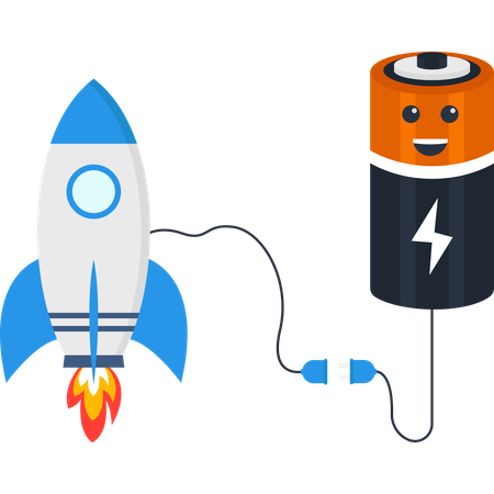Busines rocket with battery  Illustration