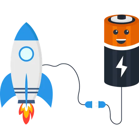 Busines rocket with battery  Illustration