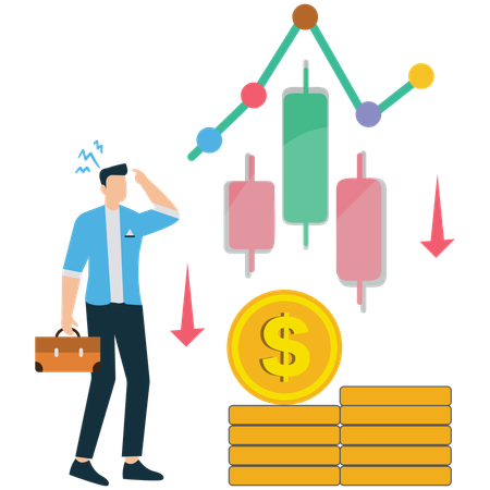 Businesman looking at stock market crash  Illustration