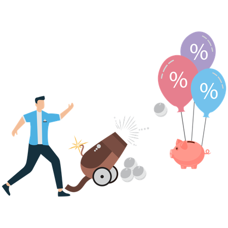 Businesman Taking Action to Reduce Inflation  Illustration