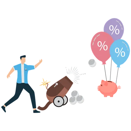 Businesman Taking Action to Reduce Inflation  Illustration