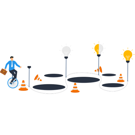 Businesman working on business challange  Illustration