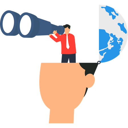 Businesman working on Global Business Vision  Illustration