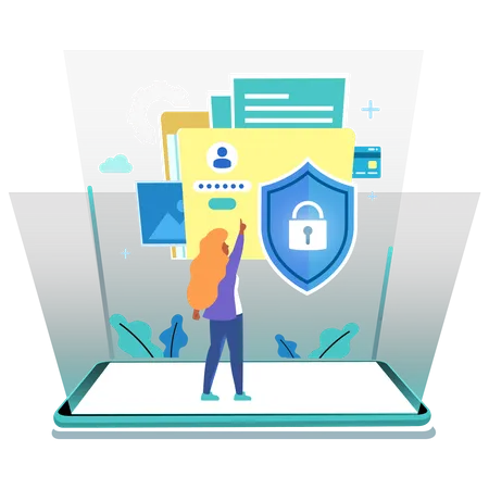 Abstract Security Protection Digital Data From Private Key On Mobile Data Security Concept Isolated Flat Vector Illustration イラスト