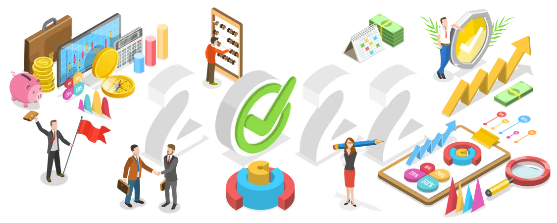 3 D Isometric Flat Vector Conceptual Illustration Of 2022 Financial Year Business Aims And Achievements Illustration
