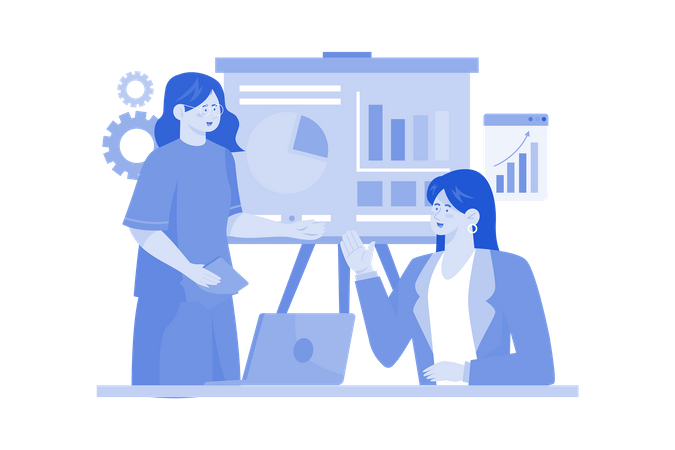 Business advisor guiding client in growing business  Illustration