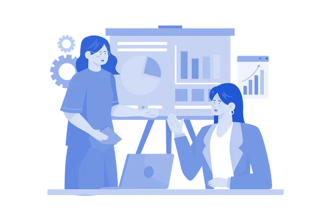 Business advisor guiding client in growing business  Illustration