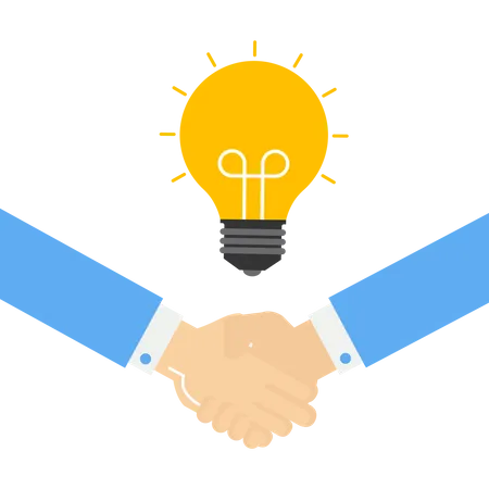 Agreement And Cooperation Entrepreneurs And Businesswomen Run Towards The Light Bulb As A Form Of Cooperation Ideas Illustration