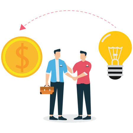 Business Agreement and Exchange of Innovative Ideas  Illustration