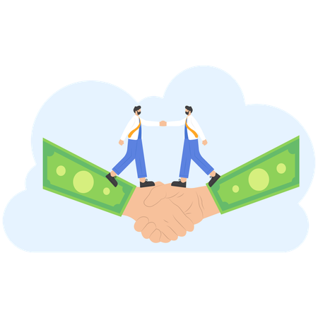 Business agreement with big finance handshake  Illustration