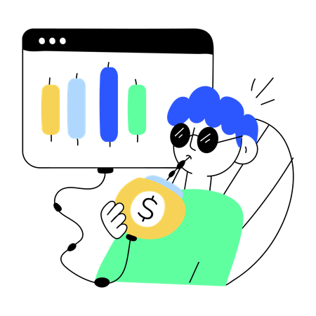 Business analyser analysing business data  Illustration