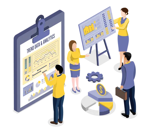 Business Analysis Technology Concept Isometric Vector Illustration Process Working With Big Database Illustration