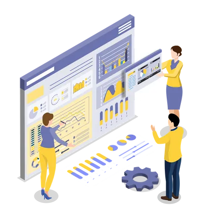 Business Analysis Technology Concept Isometric Vector Illustration Process Working With Big Database Illustration