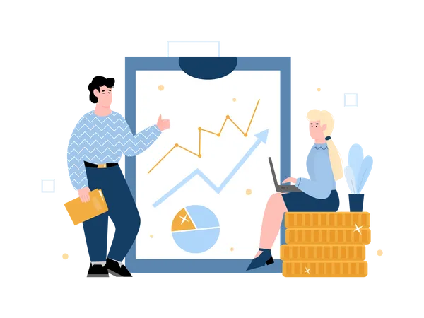 Business analysis and investments with people Illustration