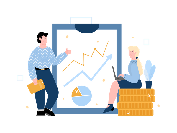 Business analysis and investments with people  Illustration