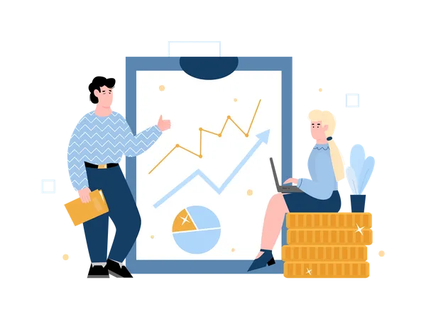 Business analysis and investments with people  Illustration