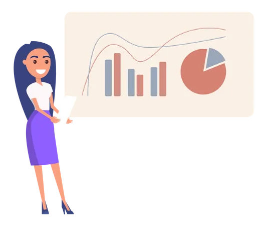Business analysis by business woman Illustration