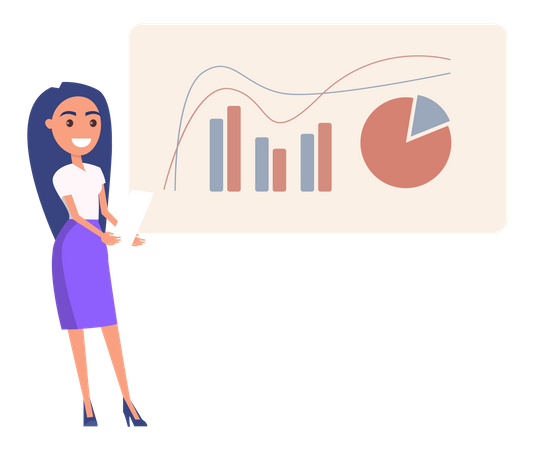 Business analysis by business woman  Illustration