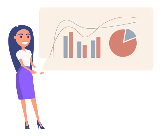 Business analysis by business woman  Illustration