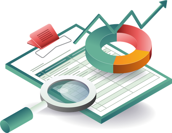 Business analysis chart and report board  Illustration