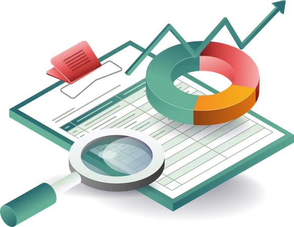 Business analysis chart and report board  Illustration