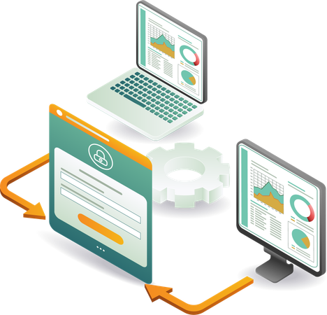 Business analysis data and security password  Illustration