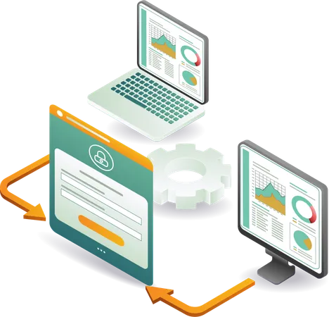 Business analysis data and security password  Illustration