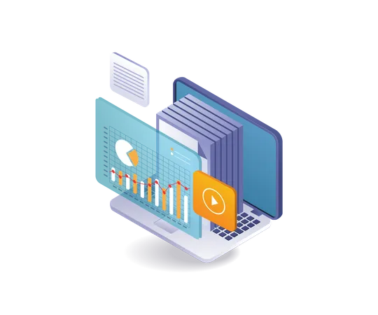 Business analysis data center  Illustration