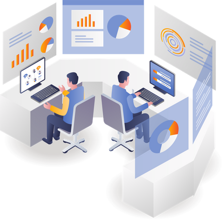 Business analysis data control team  Illustration