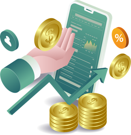 Business analysis management with profit chart  Illustration