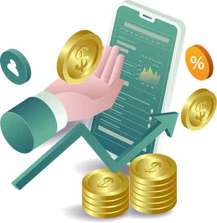 Business analysis management with profit chart  Illustration