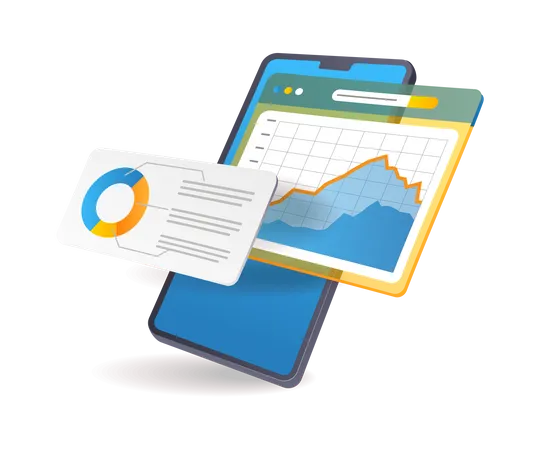 Business analysis on Smartphone  Illustration