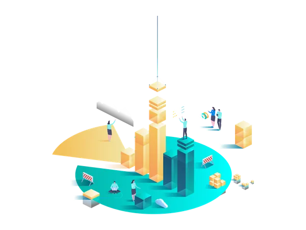 Isometric Business Analysis Planning Project Management And Financial Report Strategy Consulting Team Collaboration Concept With Collaborative People Isometric Vector Illustration Illustration