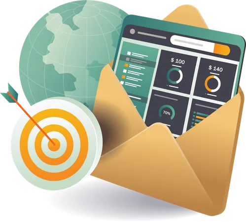 Business analysis report with business target  Illustration