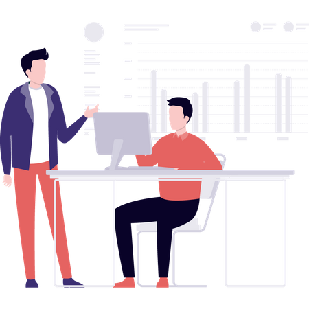 Business analysis team doing data analysis  Illustration