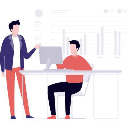 Business analysis team doing data analysis  Illustration