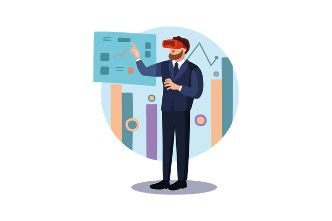 Business analysis using VR  Illustration