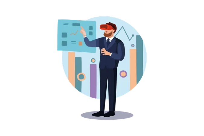 Business analysis using VR  Illustration