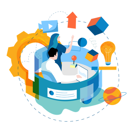 Business analysis using VR  Illustration