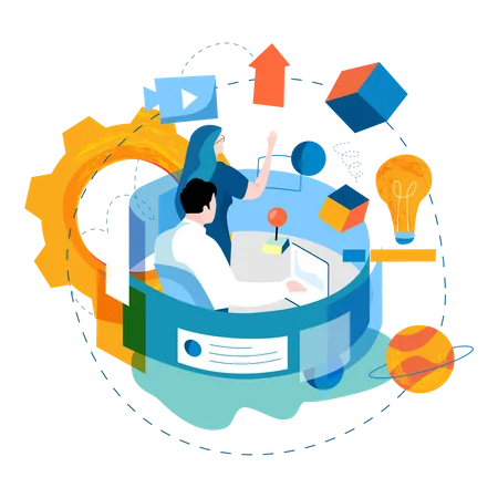 Business analysis using VR  Illustration